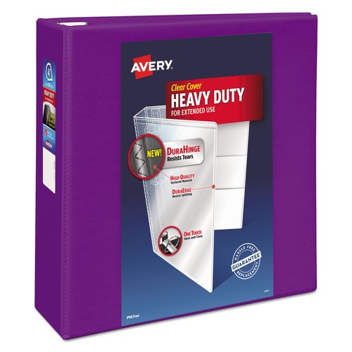 Avery 79813 Heavy Duty 11 in. x 8.5 in. DuraHinge 3 Ring 4 in. Capacity View Binder - Purple image number 0