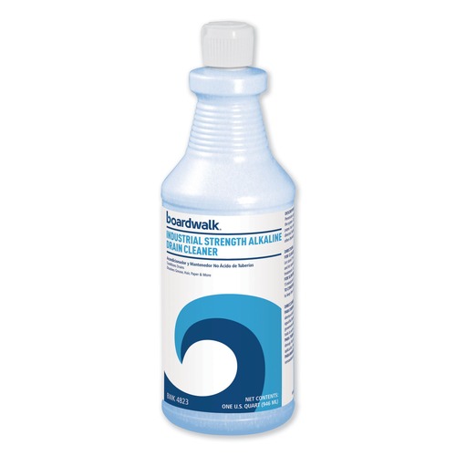 Cleaning Supplies | Boardwalk BWK 4823EA 32 oz Bottle Unscented Industrial Strength Alkaline Drain Cleaner image number 0