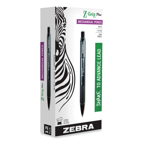 Zebra 55410 Z-Grip Plus 0.7 mm, HB (#2.5), Mechanical Pencil - Black Lead/Assorted Barrel Colors (1 Dozen) image number 0