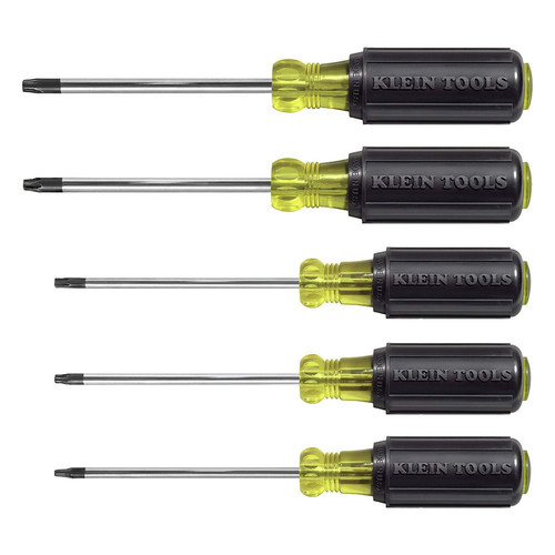Klein Tools 19555 5-Piece TORX Cushion Grip Screwdriver Set with T15, T20, T25, T27 and T30 Tip sizes image number 0