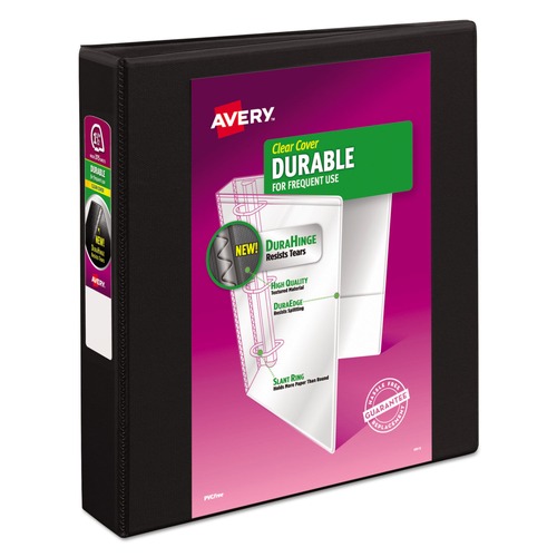 Avery 17021 Durable View Binder With Durahinge And Slant Rings, 3 Rings, 1.5-in Capacity, 11 X 8.5, Black image number 0