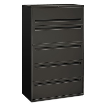 HON H795.L.S 42 in. x 18 in. x 64.25 in. 700 Series Five-Drawer Lateral File with Roll-Out Shelves - Charcoal