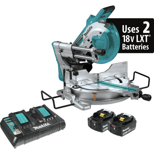 Makita XSL04PTU 18V X2 LXT Lithium-Ion (36V) Brushless Cordless 10 in. Dual-Bevel Sliding Compound Miter Saw Kit with AWS and...