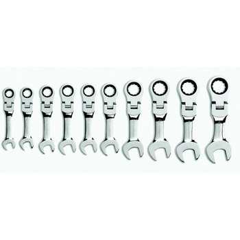 GearWrench 9550 10-Piece 12-Point Metric Stubby Flex Combo Ratcheting Wrench Set