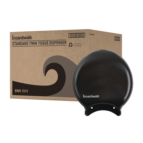 Paper Towels and Napkins | Boardwalk R2000BKBW Single Jumbo 11 in. x 12-1/4 in. Toilet Tissue Dispenser - Black image number 0
