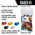 Klein Tools VDV824-650 100-Piece Strain Relief Boots for RJ45 Data Plugs and CAT5e/CAT6 Cables - Assorted Colors image number 1