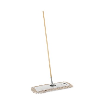 Boardwalk BWKM245C Cotton Dry 24 in. x 5 in. Natural Cotton Head Mopping Kit with 60 in. Natural Wood Handle (1/Kit)