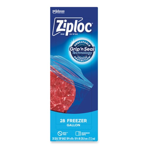 Cleaning & Janitorial Supplies | Ziploc 314445 9.6 in. x 12.1 in. 2.7 mil, 1 gal. Zipper Freezer Bags - Clear (28/Box 9 Boxes/Carton) image number 0