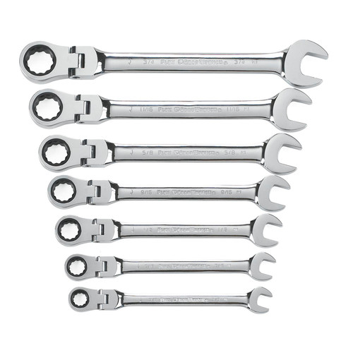 Combination Wrenches | GearWrench 9700 7-Piece SAE Flex Head Combination Ratcheting Wrench Set image number 0