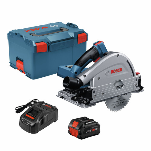 Bosch GKT18V-20GCL14 PROFACTOR 18V Cordless 5-1/2 In. Track Saw Kit with BiTurbo Brushless Technology and Plunge Action Kit with (1) 8 Ah Battery image number 0
