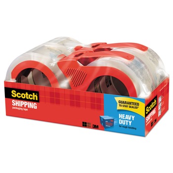 TAPES AND ADHESIVES | Scotch 3850-4RD 1.88 in. x 54.6 yds. 3850 Heavy-Duty 3 in. Core Packaging Tape with Dispenser - Clear (4/Pack)
