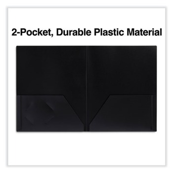 Universal UNV20540 2-Pocket 11 in. x 8-1/2 in. Plastic Folders - Black (10-Piece/Pack)