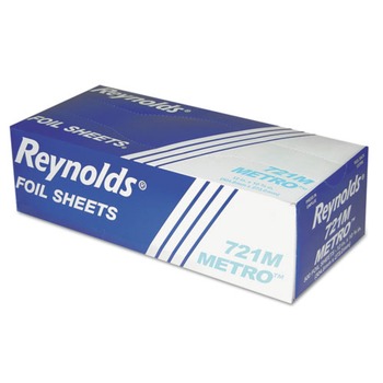 Reynolds Wrap 721M Metro Pop-Up 12 in. x 10-3/4 in. Aluminum Foil Sheets - Silver (6 Boxes/Carton, 500 Sheets/Box)