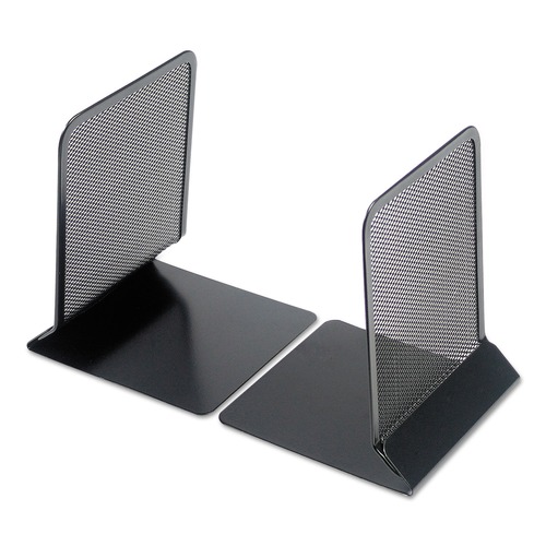 Universal UNV20025 5-3/8 in. x 6-3/4 in. Bookends - Black (Metal Mesh) image number 0