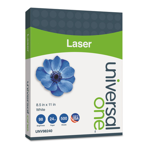 New Arrivals | Universal UNV98240 Deluxe 98 Bright 8.5 in. x 11 in. Laser Paper - White (500-Sheet/Ream) image number 0