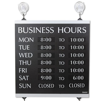 AUTOMOTIVE | 3M Century Series 13 in. x 14 in. Business Hours Sign - Black