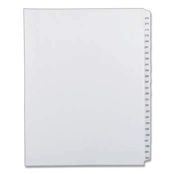 Avery 82194 11 in. x 8.5 in. 25-Tab 276-300 Tab Titles Preprinted Legal Exhibit Side Tab Allstate Style Index Dividers - White (1-Set)