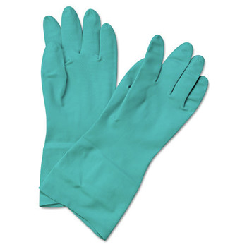 Boardwalk BWK183L Flock-Lined Nitrile Gloves - Large, Green (12-Pairs)