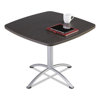 Iceberg 69724 iLand 36 in. x 36 in. x 29 in. Square Edgeband Cafe Table - Gray Walnut/Silver