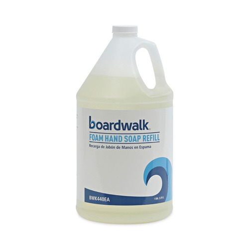 Hand Soaps | Boardwalk 5005-04-GCE00 1 gal Foaming Hand Soap - Light Yellow, Herbal Mint Scent (4/Carton) image number 0