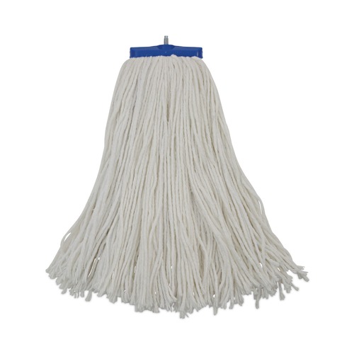 Mops | Boardwalk BWK716RCT 16 oz. Rayon, Cut-End Lie-Flat Wet Mop Head - White (12/Carton) image number 0