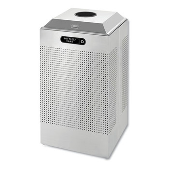 Rubbermaid Commercial FGDCR24CSM 29 gal. Silhouette Can/Bottle Square Steel Recycling Receptacle - Silver