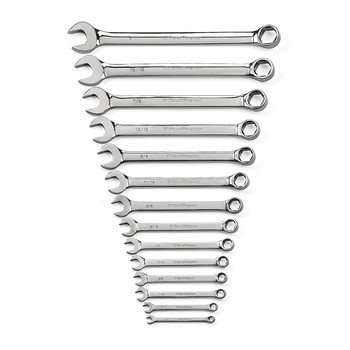 GearWrench 81924 14-Piece SAE Full Polish Combination Non-Ratcheting Wrench Set