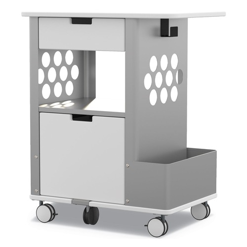 Safco 5202WH 150 lbs. Capacity 28 in. x 20 in. x 33.5 in. Mobile Storage Cart - White image number 0