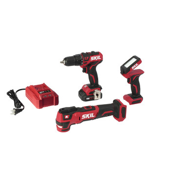 Skil CB738701 12V PWRCore 12 Lithium-Ion Brushless 1/2 in. Cordless 3-Tool Combo Kit (2 Ah)