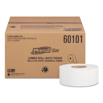 PRODUCTS | Marcal PRO 60101 2-Ply 3.3 in. x 1000 ft. Septic Safe 100% Recycled Bathroom Tissues - White (12 Rolls/Carton)
