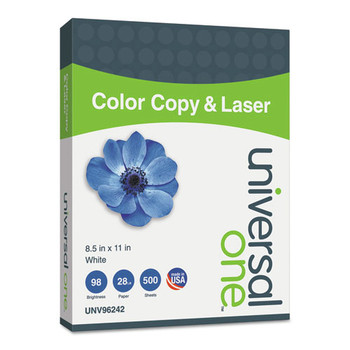 Universal UNV96242 8.5 in. x 11 in. 98 Bright, 28 lbs., Deluxe Color Copy and Laser Paper - White (500/Ream)