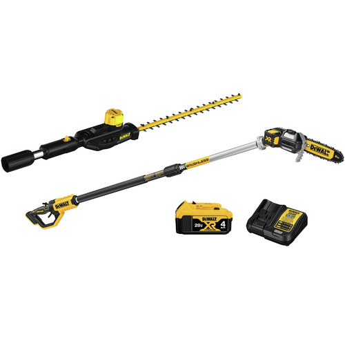 Dewalt DCPS620M1-DCPH820BH | 20V MAX XR Brushless Lithium-Ion Cordless Pole Saw and Pole Hedge Trimmer Head /w 20V MAX Compatibility Bundle (4 Ah) | D