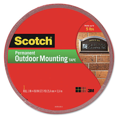 Scotch 4011-LONG Weather-Resistant 1 in. x 450 in. Outdoor Mounting Tape - Gray (1 Roll) image number 0