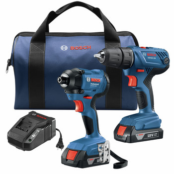 Bosch GXL18V-26B22 18V 2-Tool Combo Kit with 1/2 In. Compact Drill/Driver and 1/4 In. Hex Impact Driver