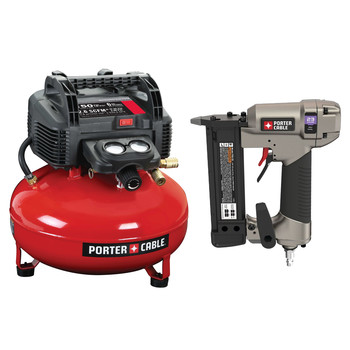 COMPRESSOR COMBO KITS | Porter-Cable C2002-PIN138 0.8 HP 6 Gallon Oil-Free Pancake Air Compressor and 23 Gauge 1-3/8 in. Pin Nailer Kit Bundle