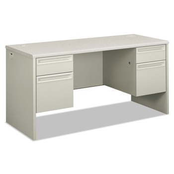 HON H38852.B9.Q 38000 Series 60 in. x 24 in. x 29.5 in. Kneespace Credenza - Silver/Light Gray