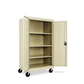 Alera ALECM6624PY 36 in. x 66 in. x 24 in. Mobile Storage Cabinet with Adjustable Shelves - Putty image number 1
