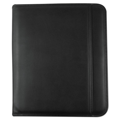 Universal UNV32665 10-3/4 in. x 13-1/8 in., Leather Textured Zippered PadFolio with Tablet Pocket - Black image number 0