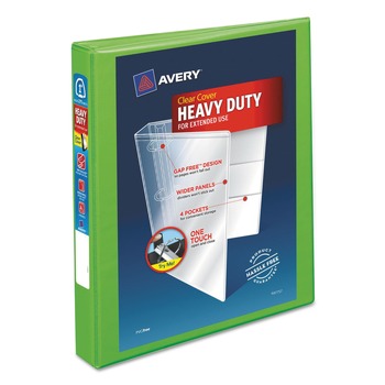 Avery 79770 Heavy-Duty 1 in. Capacity 11 in. x 8.5 in. 3 Ring View Binder with DuraHinge and One Touch EZD Rings - Green
