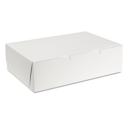 SCT SCH 1025 14 in. x 10 in. x 4 in. Tuck-Top Bakery Boxes - White (100/Carton) image number 0