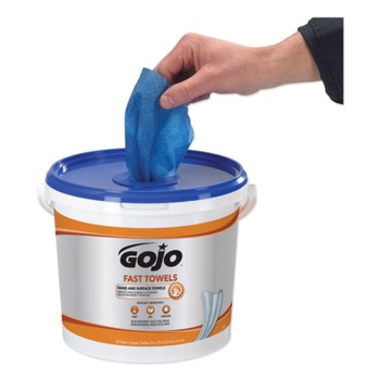GOJO Industries 6299-02 Fast Towels Hand Cleaning Towels, 9 in. x 10 in. - White (2 Buckets/Carton, 225/Bucket)