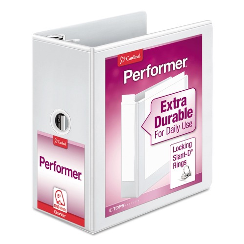  | Cardinal 17950CB Performer 3 Slant D Ring 5 in. Capacity ClearVue Binder - White image number 0