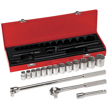 Klein Tools 65512 16-Piece 1/2 in. Drive 12 Point SAE Socket Wrench Set