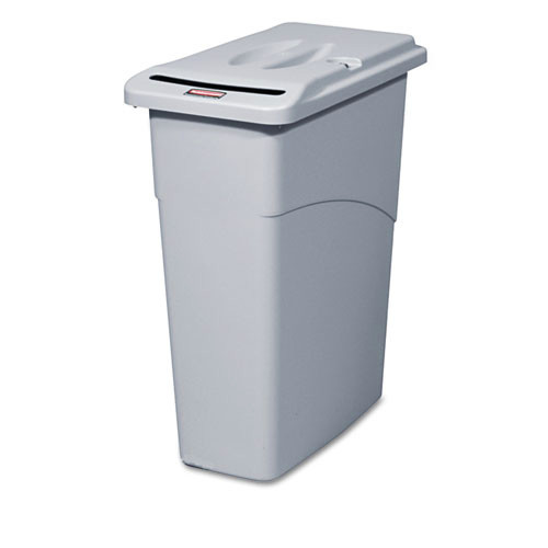 Rubbermaid Commercial FG9W1500LGRAY Slim Jim 23-Gallon Rectangle Confidential Document Receptacle with Lid - Light Gray image number 0