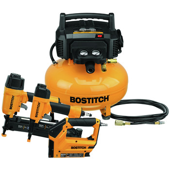 AIR TOOLS AND EQUIPMENT | Bostitch BTFP3KIT 3-Piece Nailer and 0.8 HP 6 Gallon Oil-Free Pancake Air Compressor Combo Kit