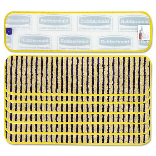 Cleaning and Janitorial Accessories | Rubbermaid Commercial FGQ81000YL00 Microfiber 18 in. Scrubber Pads with Vertical Polyprolene Stripes - Yellow (6/Carton) image number 0