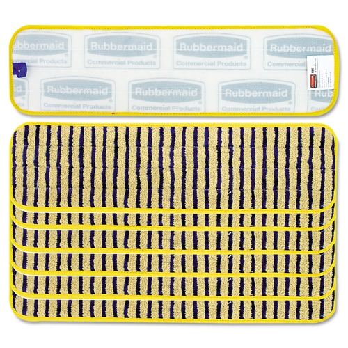 Cleaning and Janitorial Accessories | Rubbermaid Commercial FGQ81000YL00 Microfiber 18 in. Scrubber Pads with Vertical Polyprolene Stripes - Yellow (6/Carton) image number 0