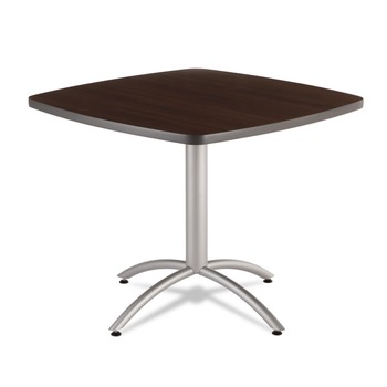 Iceberg 65614 CafeWorks 36 in. x 36 in. x 30 in. Square Cafe Table - Walnut/Silver