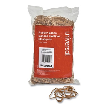Universal UNV00154 1 lbs. Assorted Gauge Rubber Bands - Size 54, Beige (1/Pack)