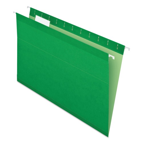 Pendaflex 04153 1/5 BGR 1/5-Cut Tab Colored Reinforced Hanging Folders - Legal, Green (25/Box) image number 0